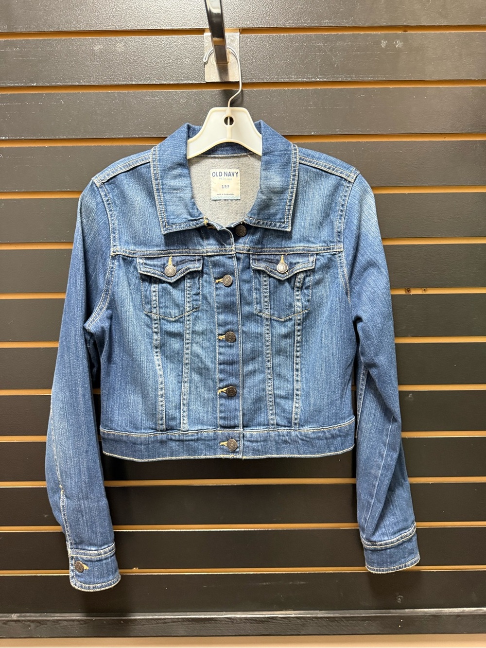 Old Navy Classic Denim Trucker Jacket Women’s Small Medium Wash Cropped